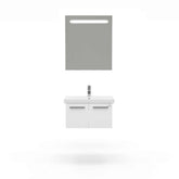 Casa Mare Aspe 24 Glossy White Vanity and Ceramic Sink Combo with LED Mirror - Aspe60GW-24-MSC-S